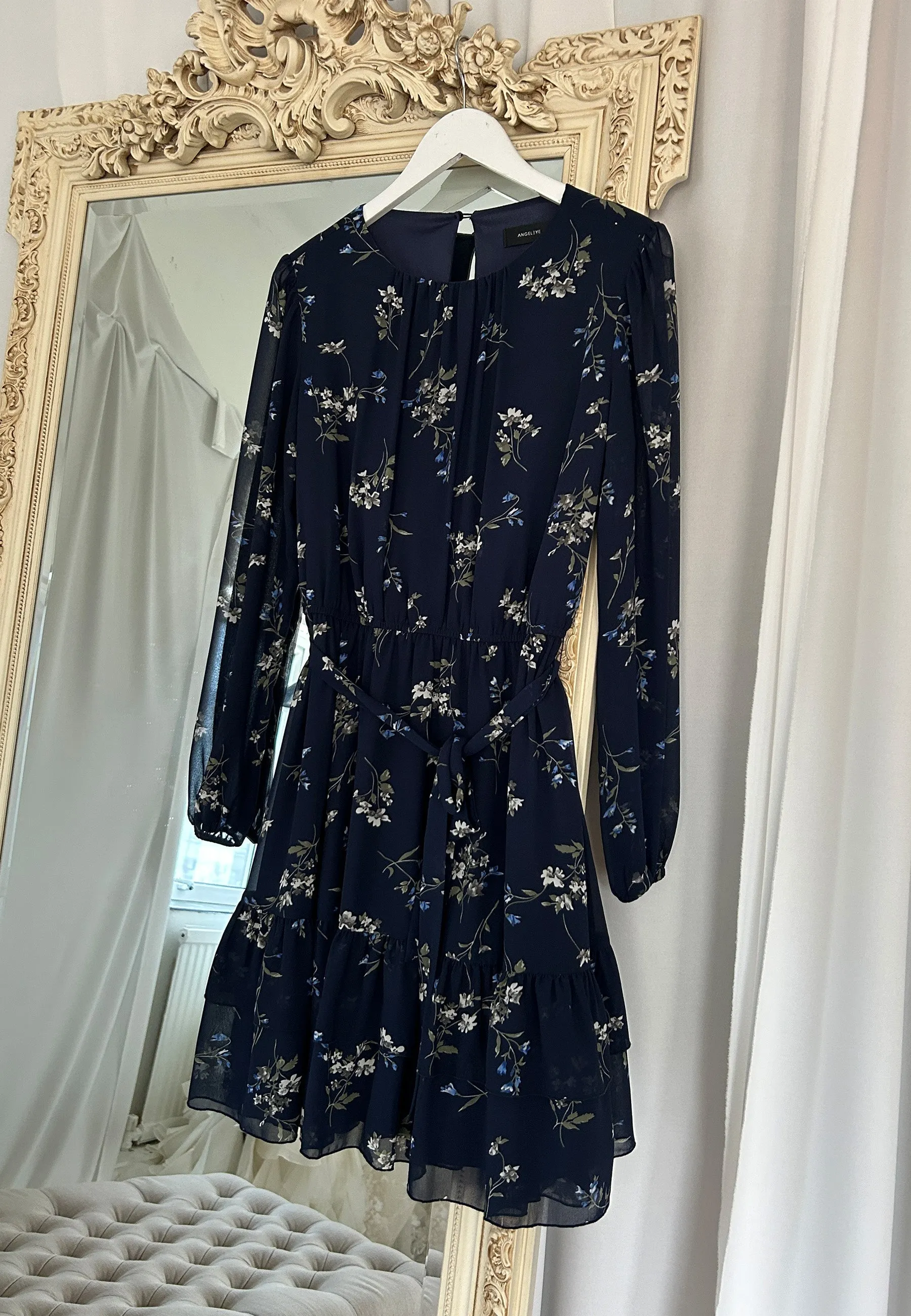 (5P. PACK) Floral Mini Dress With Ruffled Hem & Elasticated Waist In Navy