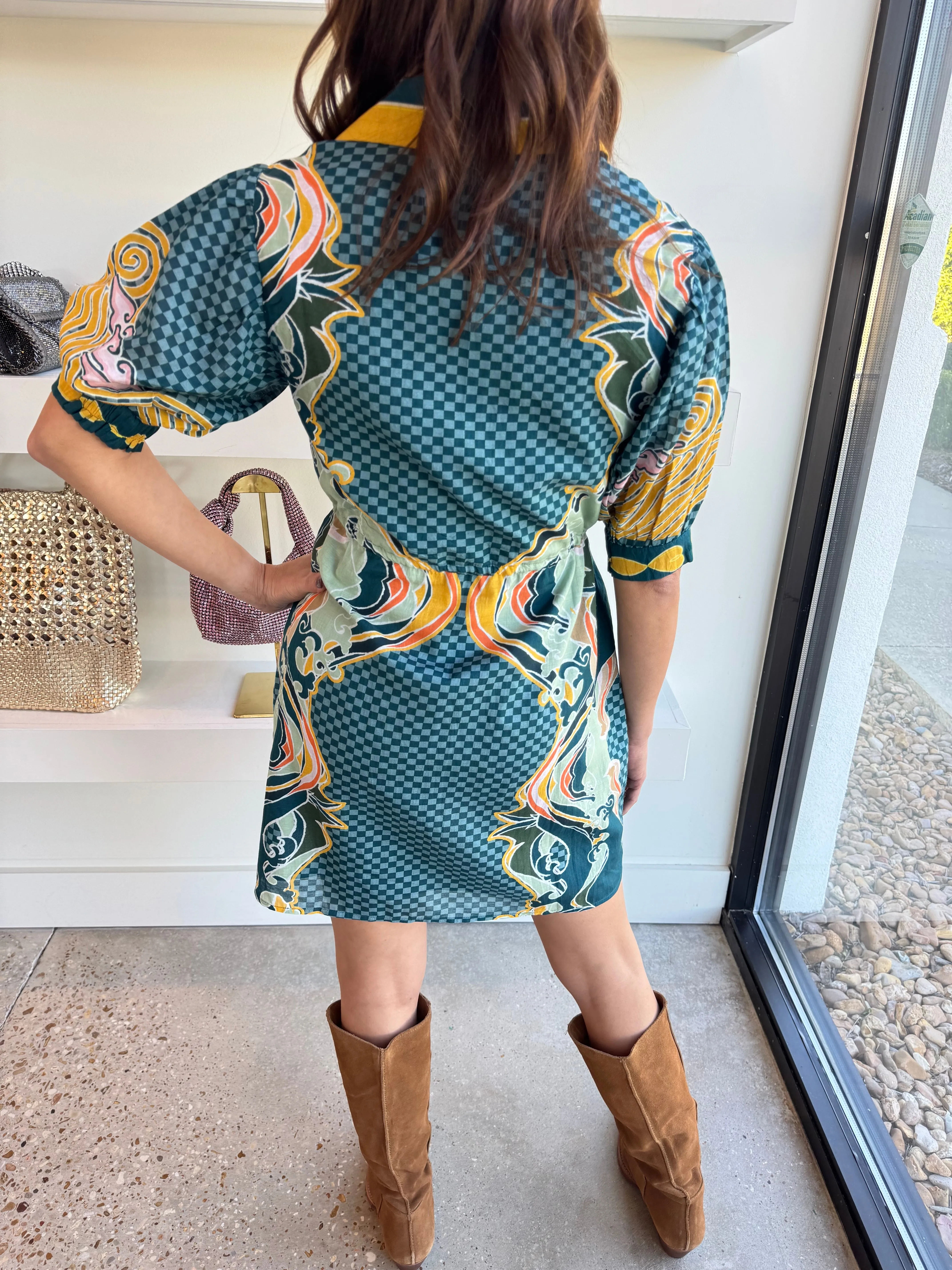Abstract Check Celia Dress
