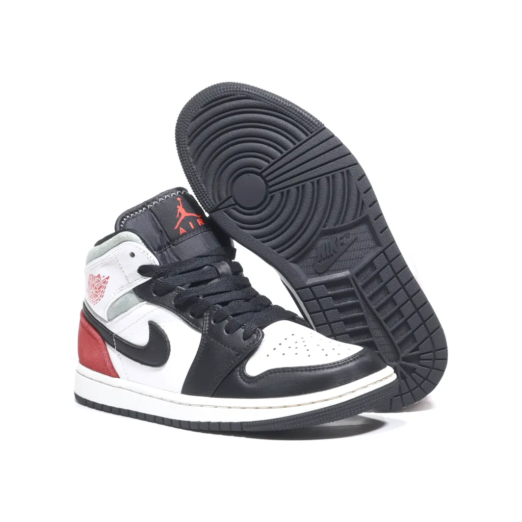 Air Jordan 1 Mid Se High-Top Sneakers Leather Black Color For Women