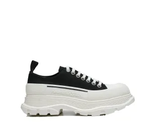 Alexander McQueen Men's Black & White Tread Slick Lace-up Canvas Sneaker 705660
