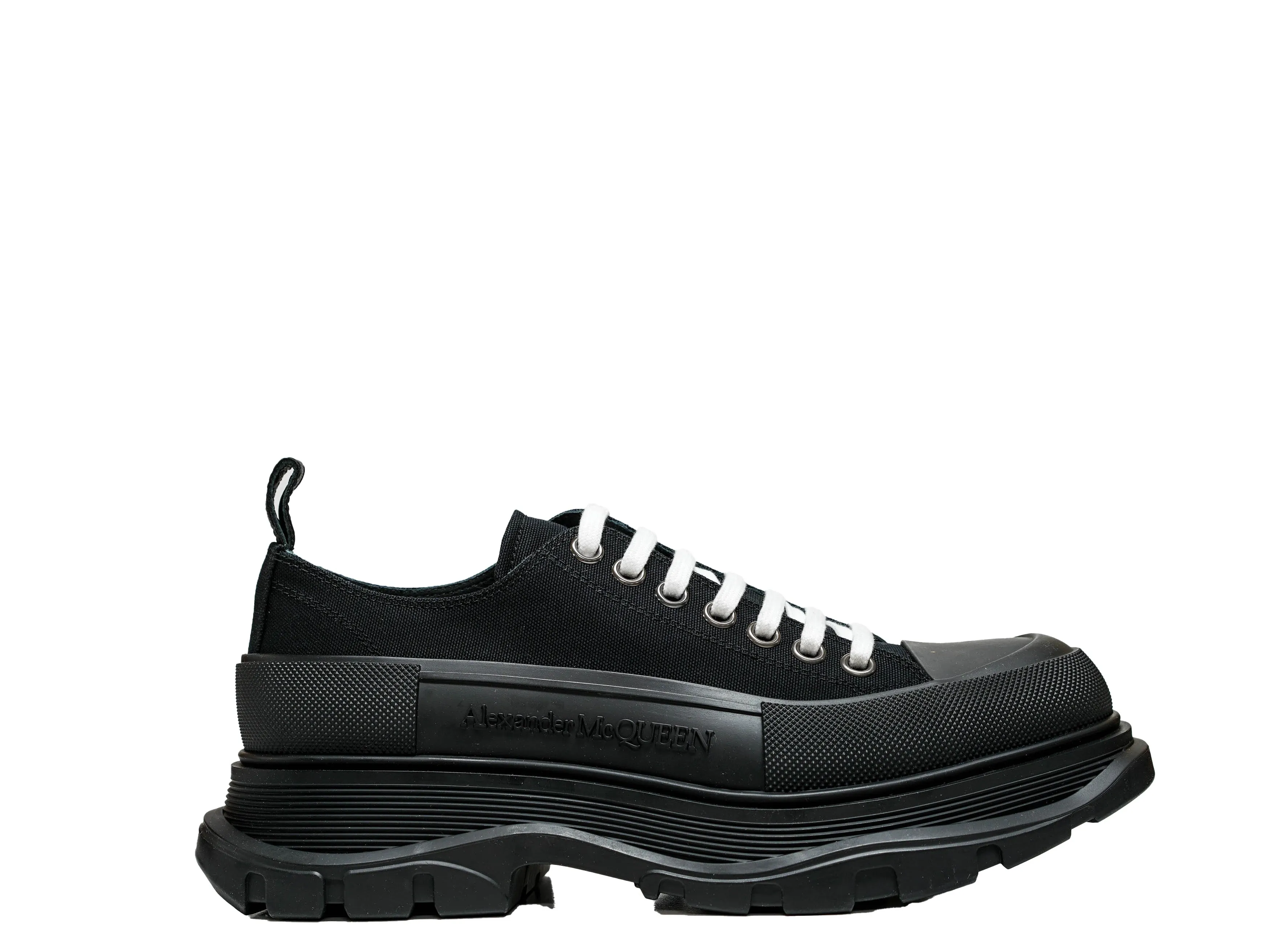 Alexander McQueen Men's Black Tread Slick Lace-up Canvas Sneaker 705660