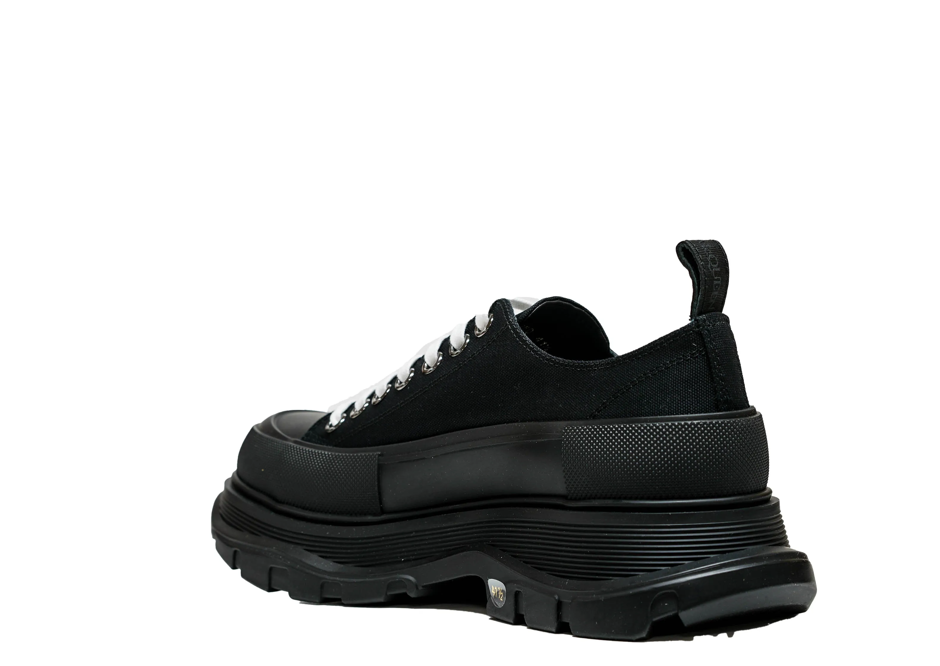 Alexander McQueen Men's Black Tread Slick Lace-up Canvas Sneaker 705660
