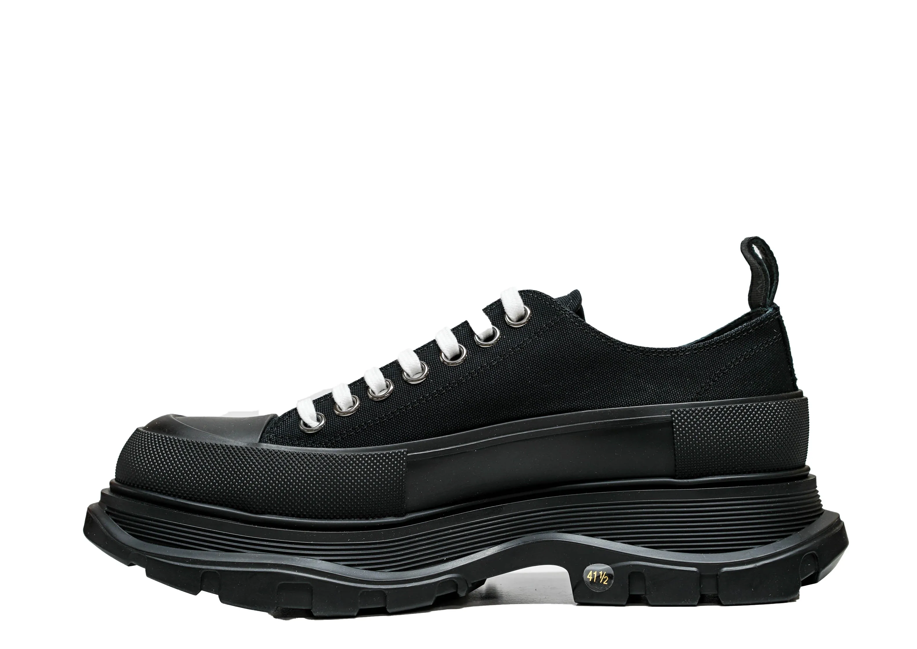 Alexander McQueen Men's Black Tread Slick Lace-up Canvas Sneaker 705660