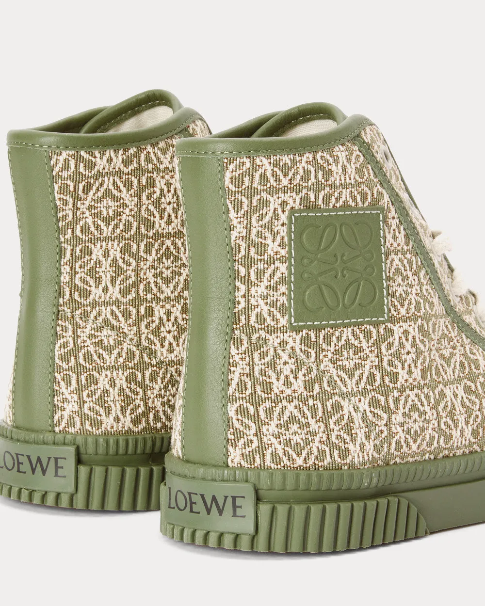 Anagram in Jacquard & Calfskin Green / Avocado Green High Top Sneakers