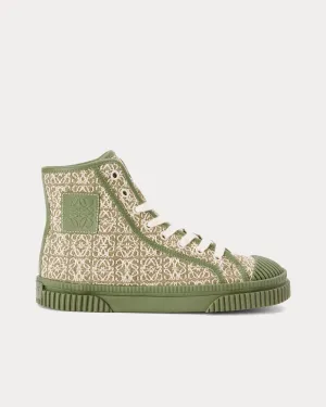 Anagram in Jacquard & Calfskin Green / Avocado Green High Top Sneakers