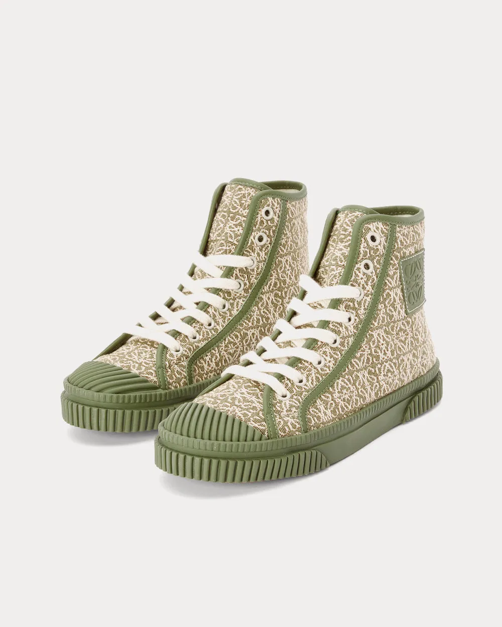 Anagram in Jacquard & Calfskin Green / Avocado Green High Top Sneakers
