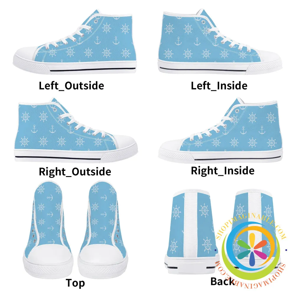Anchors Away Ladies High Top Canvas Shoes