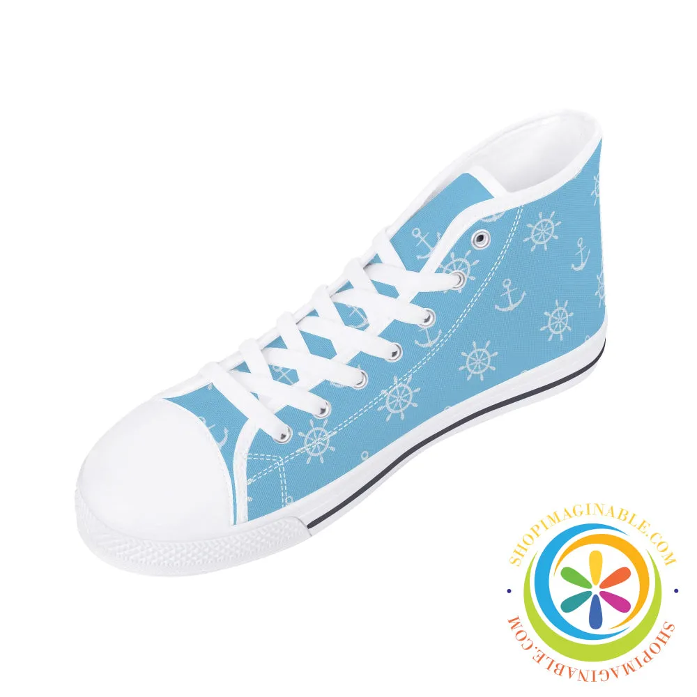 Anchors Away Ladies High Top Canvas Shoes