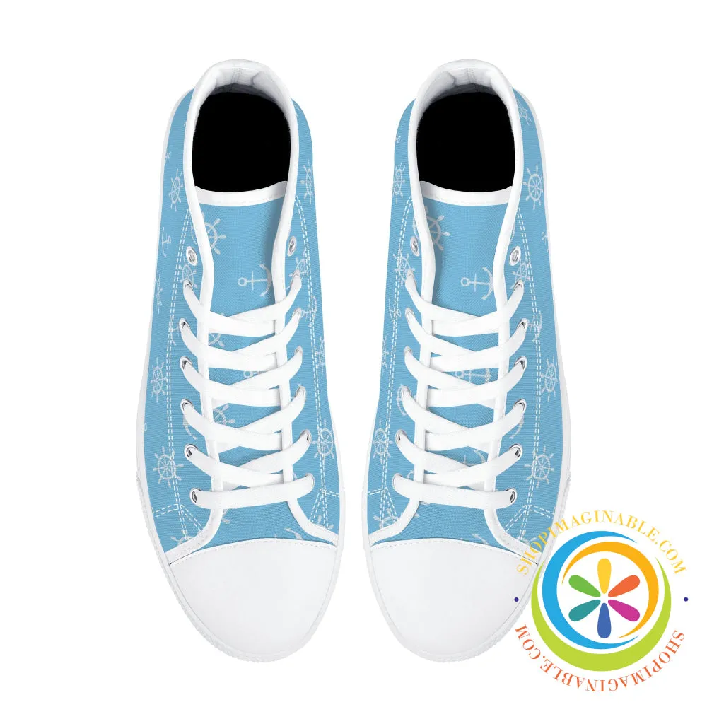 Anchors Away Ladies High Top Canvas Shoes