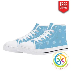 Anchors Away Ladies High Top Canvas Shoes