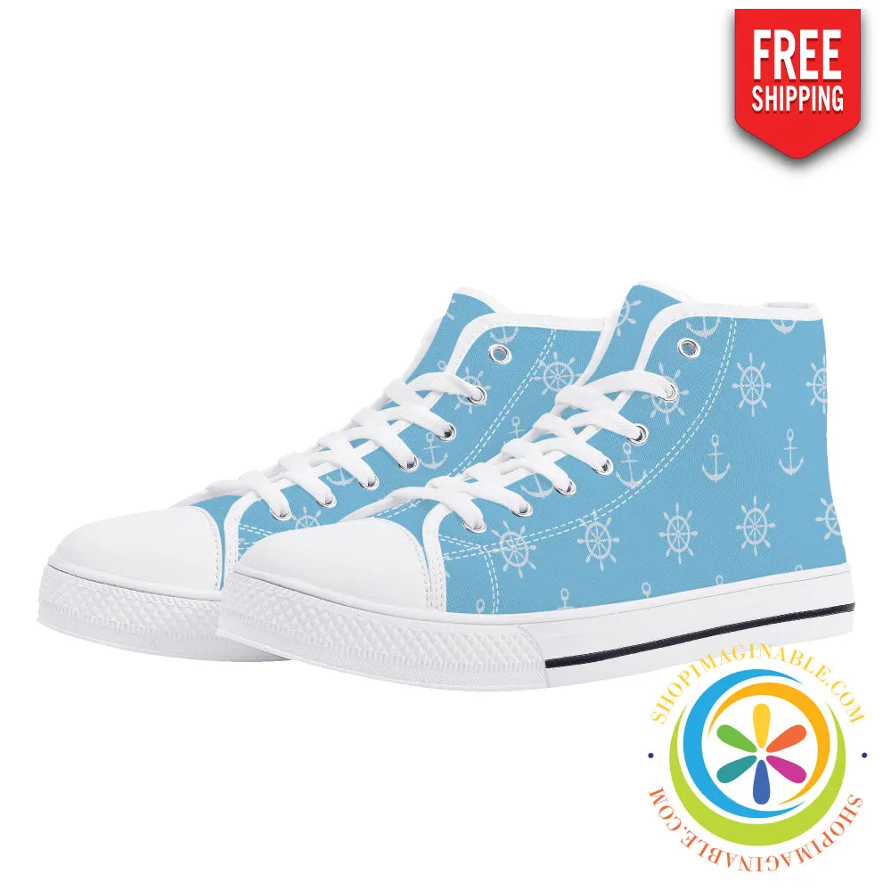 Anchors Away Ladies High Top Canvas Shoes