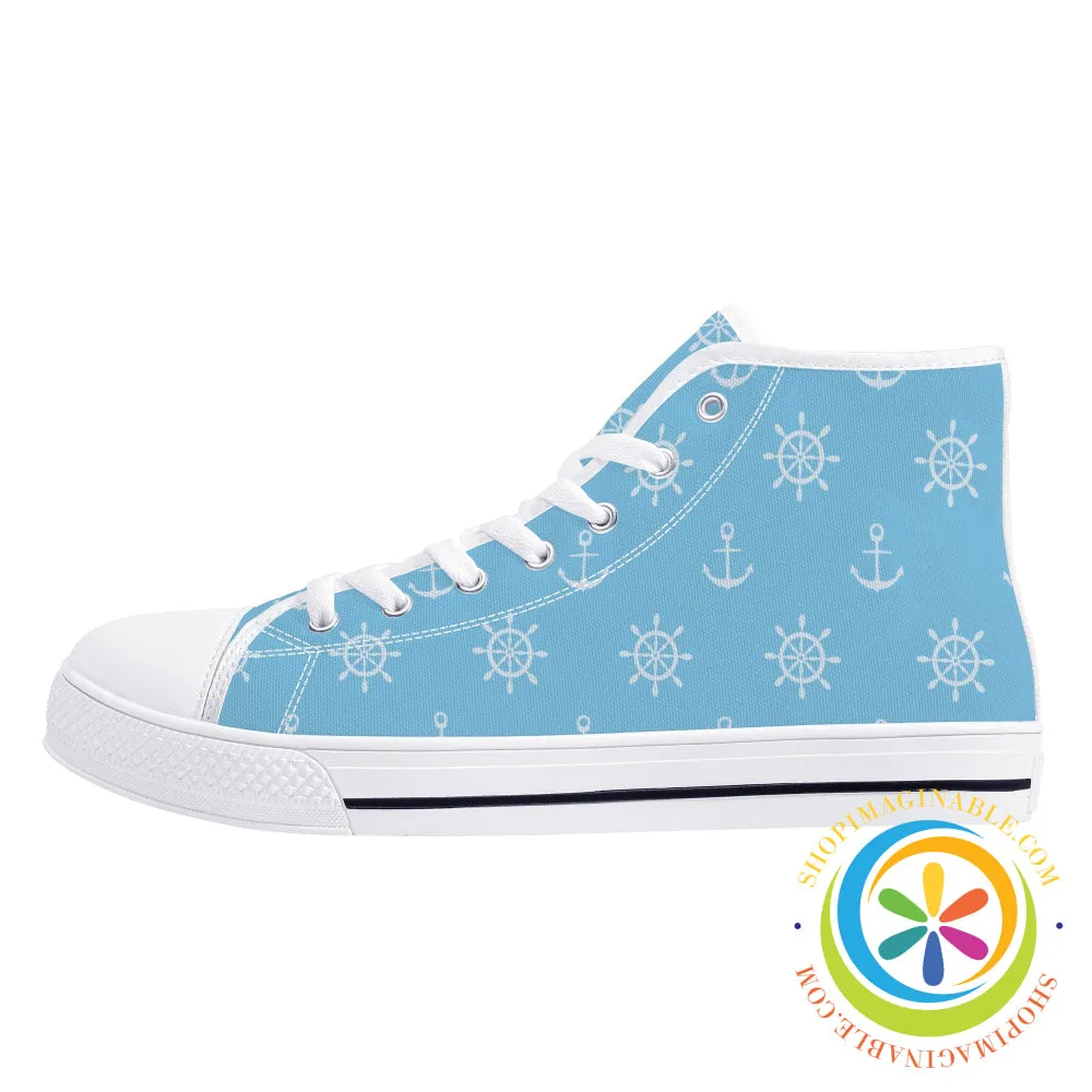 Anchors Away Ladies High Top Canvas Shoes