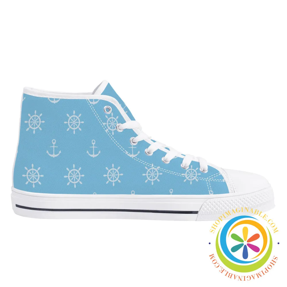 Anchors Away Ladies High Top Canvas Shoes