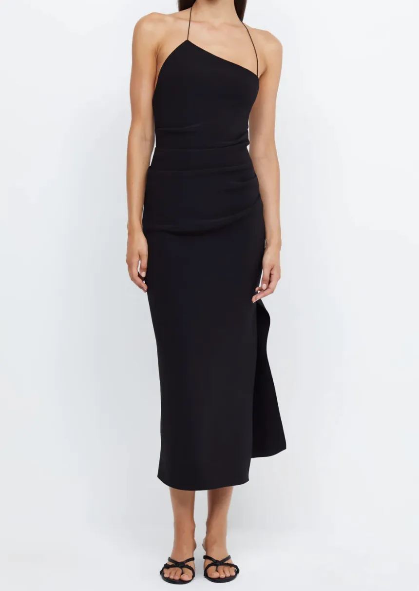 Andy Asym Midi Dress - Black