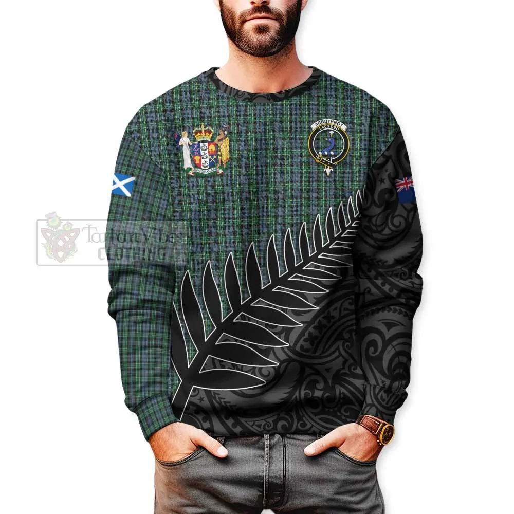 Arbuthnot Crest Tartan Sweatshirt with New Zealand Silver Fern Half Style