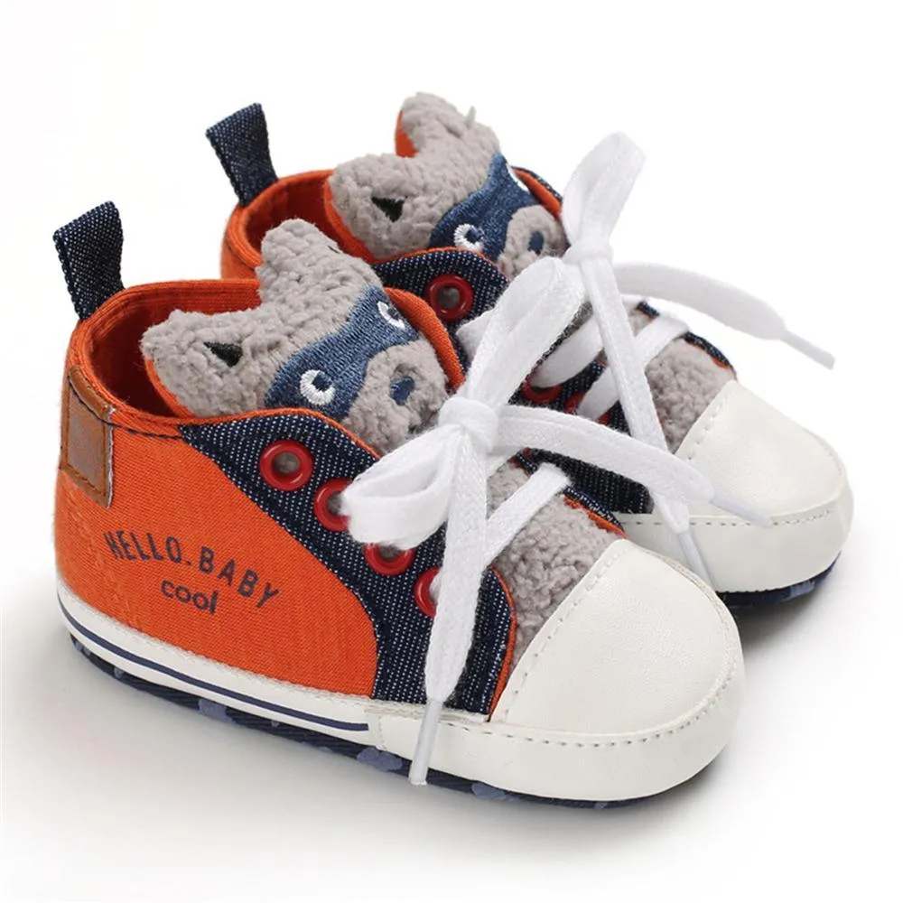 Baby Unisex Cartoon Lace Up Casual Sneakers Baby Boys Winter Shoes