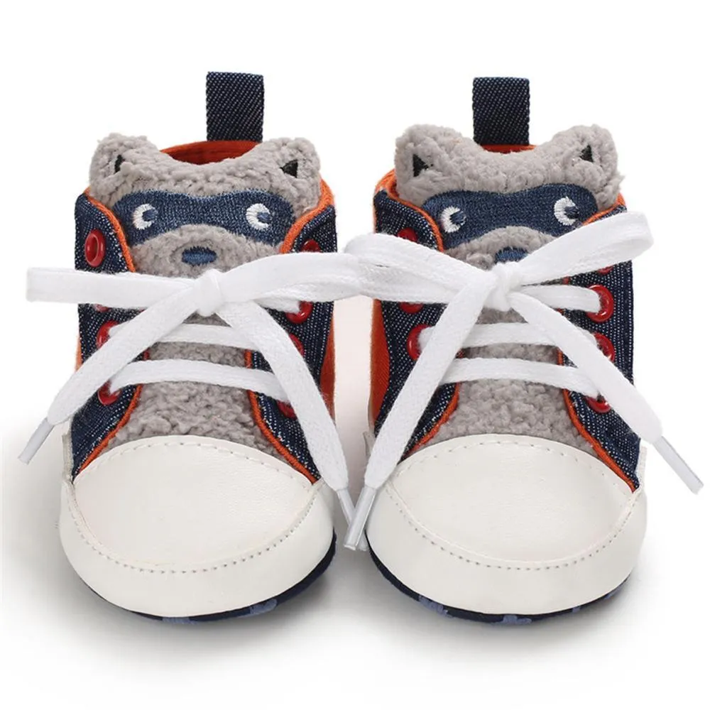 Baby Unisex Cartoon Lace Up Casual Sneakers Baby Boys Winter Shoes