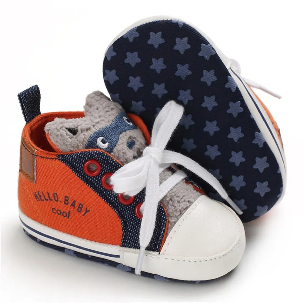 Baby Unisex Cartoon Lace Up Casual Sneakers Baby Boys Winter Shoes