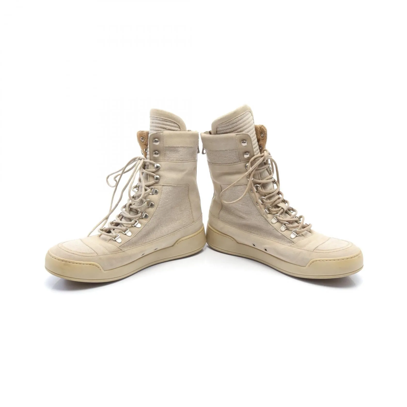 Balmain Suede Canvas Sneakers Beige