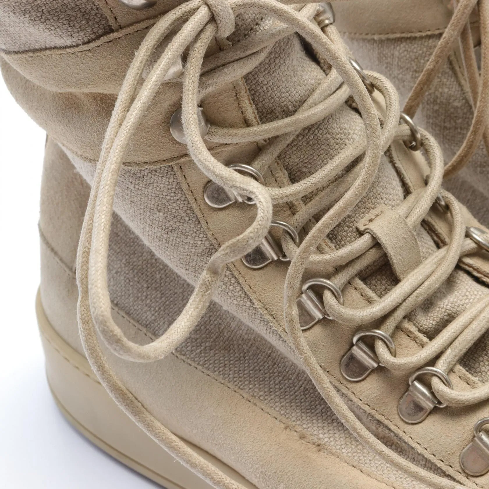 Balmain Suede Canvas Sneakers Beige