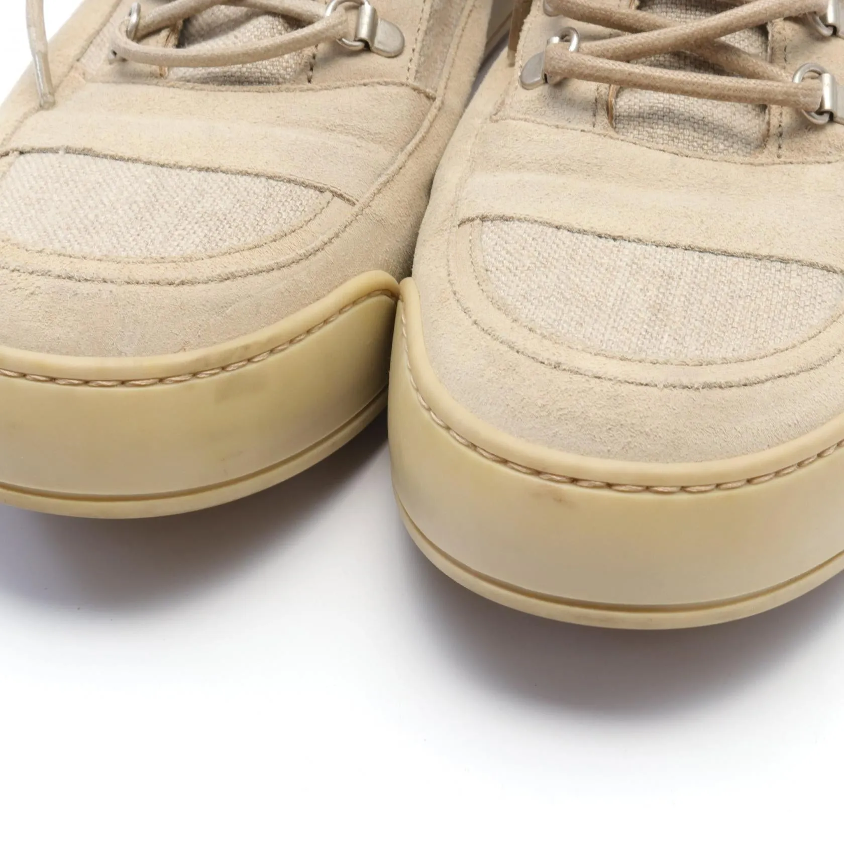 Balmain Suede Canvas Sneakers Beige