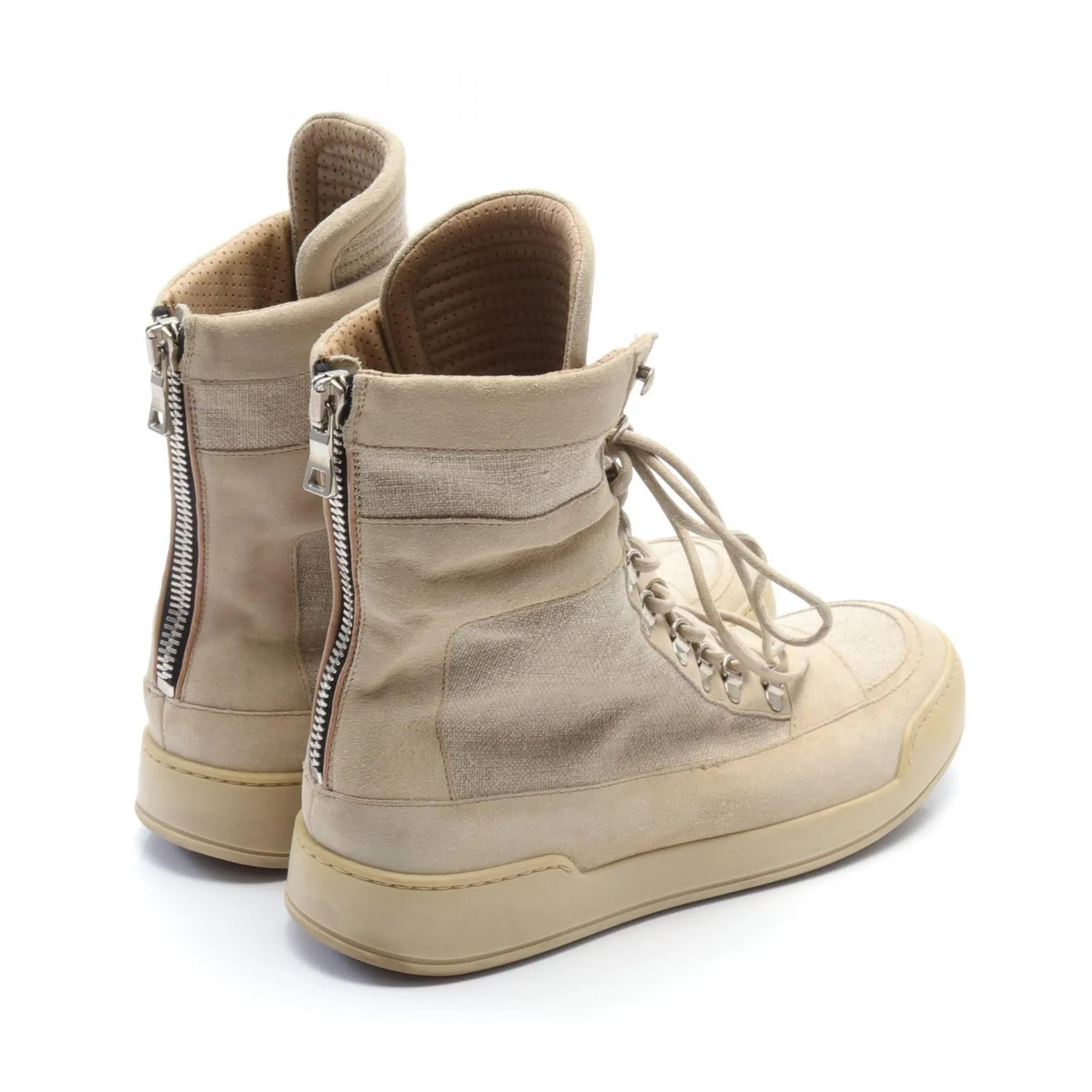 Balmain Suede Canvas Sneakers Beige