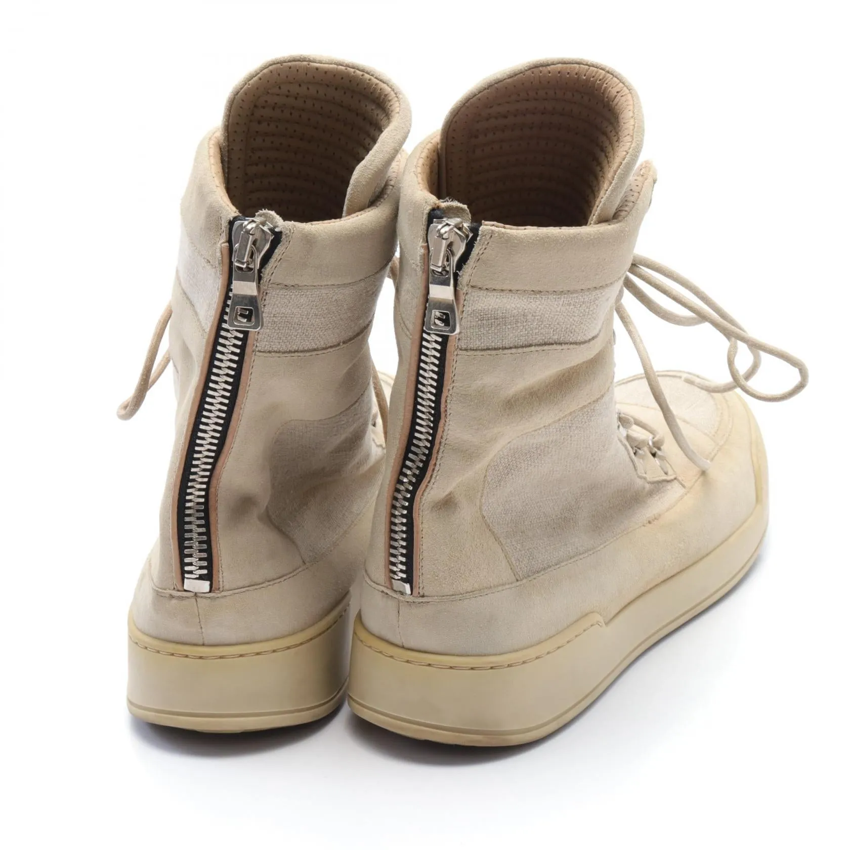 Balmain Suede Canvas Sneakers Beige
