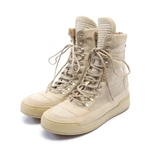 Balmain Suede Canvas Sneakers Beige
