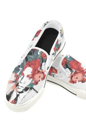 Basquiat Floral Print Canvas Ladies Slip On Low-Top