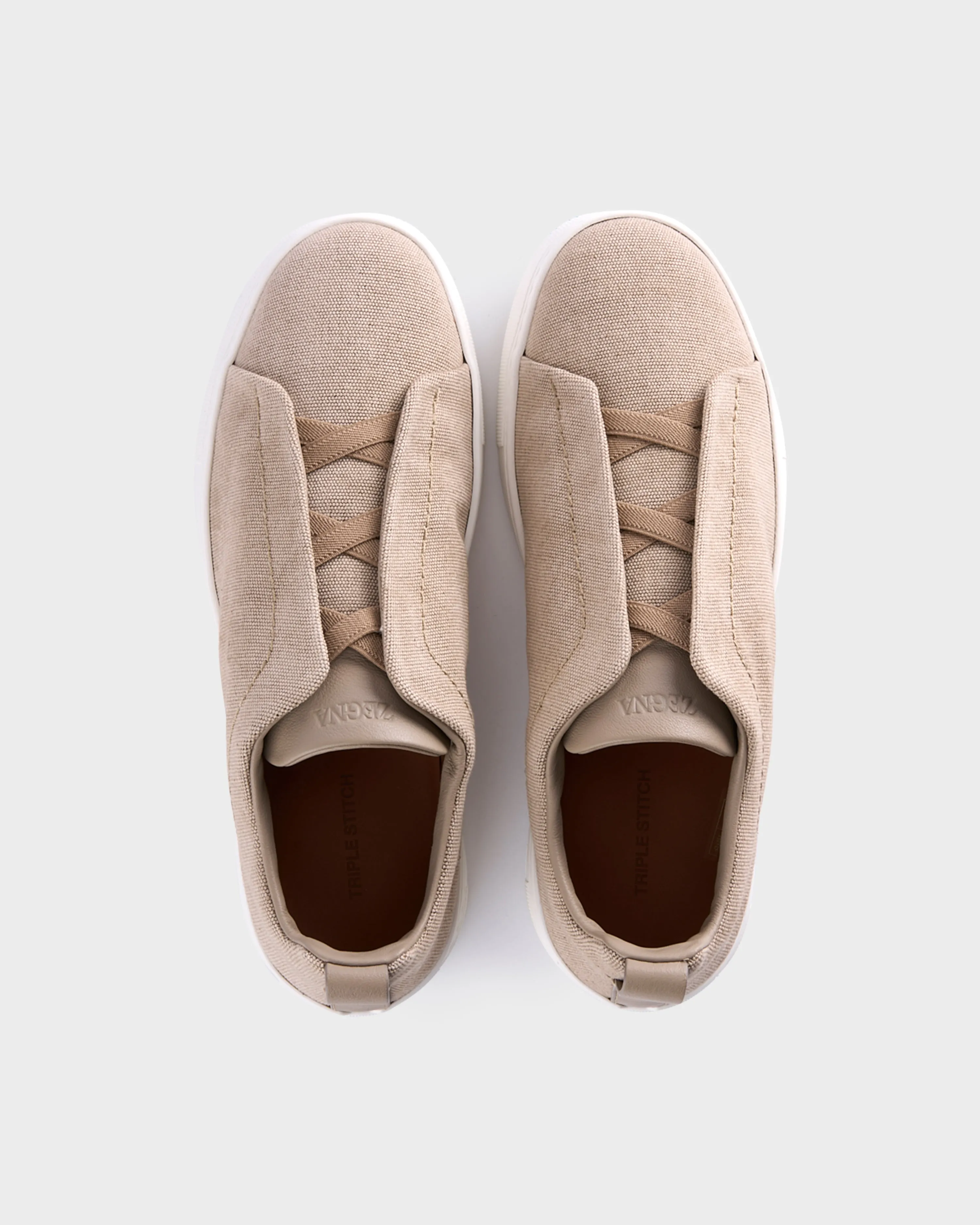 Beige Canvas Triple Stitch Sneakers