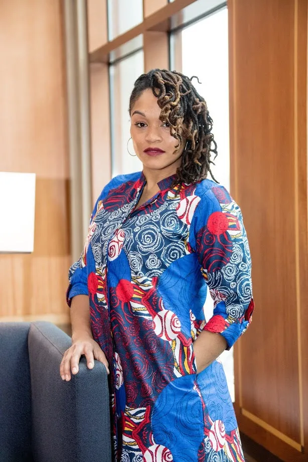 Benin Dress- Red and Blue