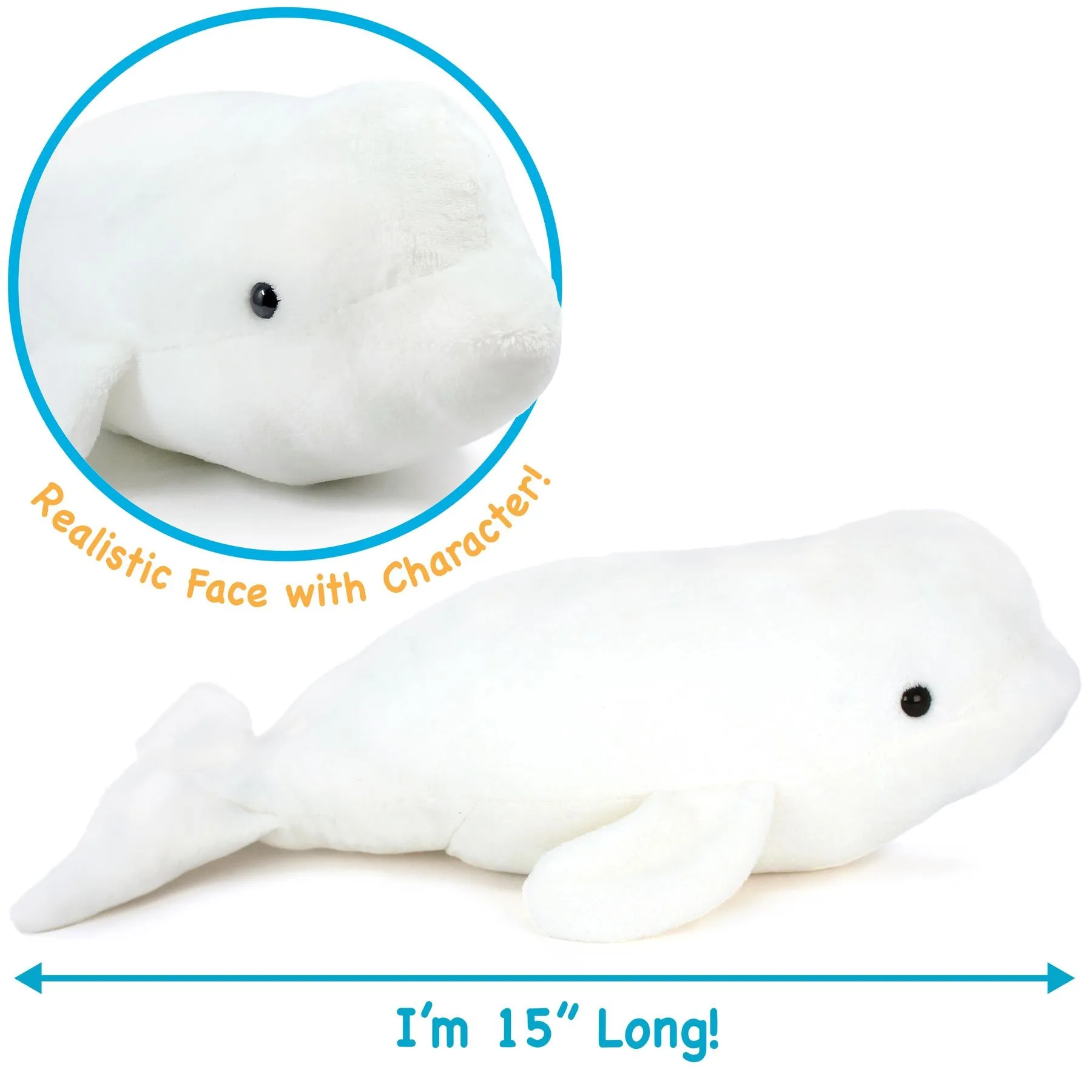 Billiam The Beluga | 15 Inch Stuffed Animal Plush | By TigerHart Toys
