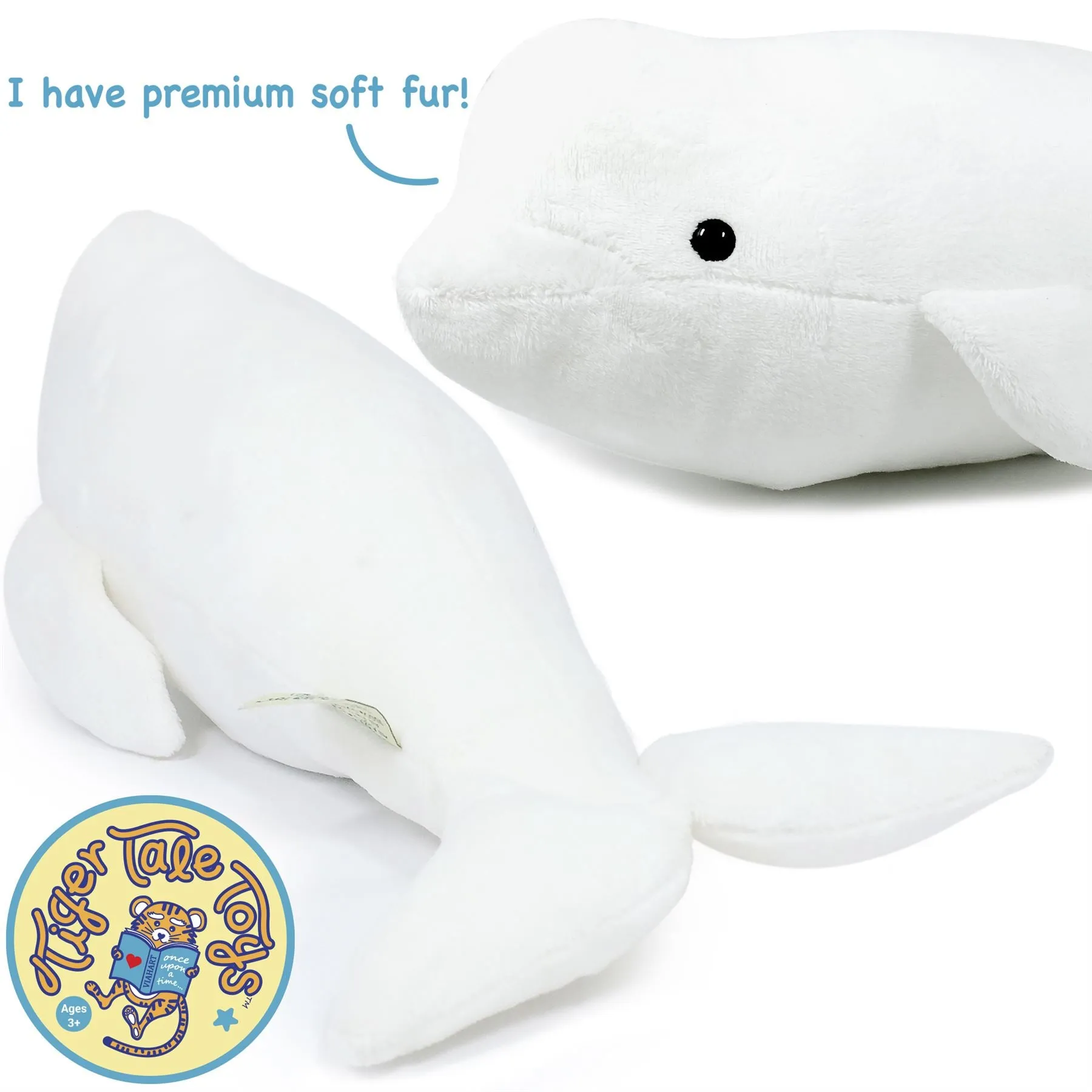 Billiam The Beluga | 15 Inch Stuffed Animal Plush | By TigerHart Toys