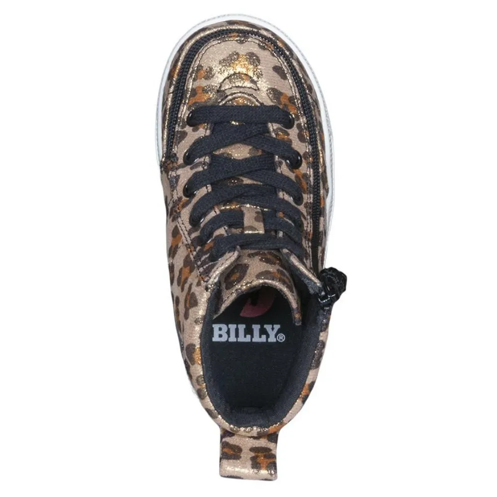 Billy Footwear (Toddlers) - High Top Leopard Shimmer Textile Shoes