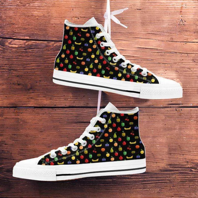 Bitmap Fruit Womens Canvas High Top Shoes