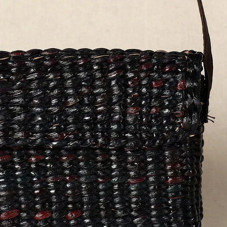 Black - Handmade Organic Water Hyacinth Sling Bag from Assam