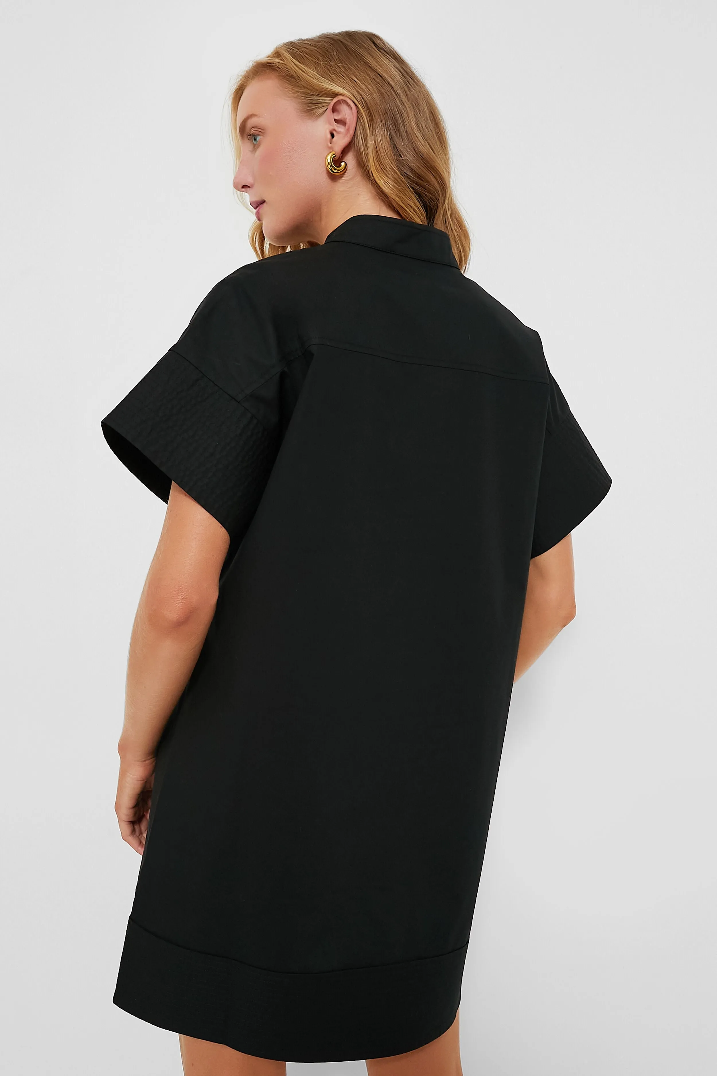 Black Trapunto Stitch Sofia Shirt Dress