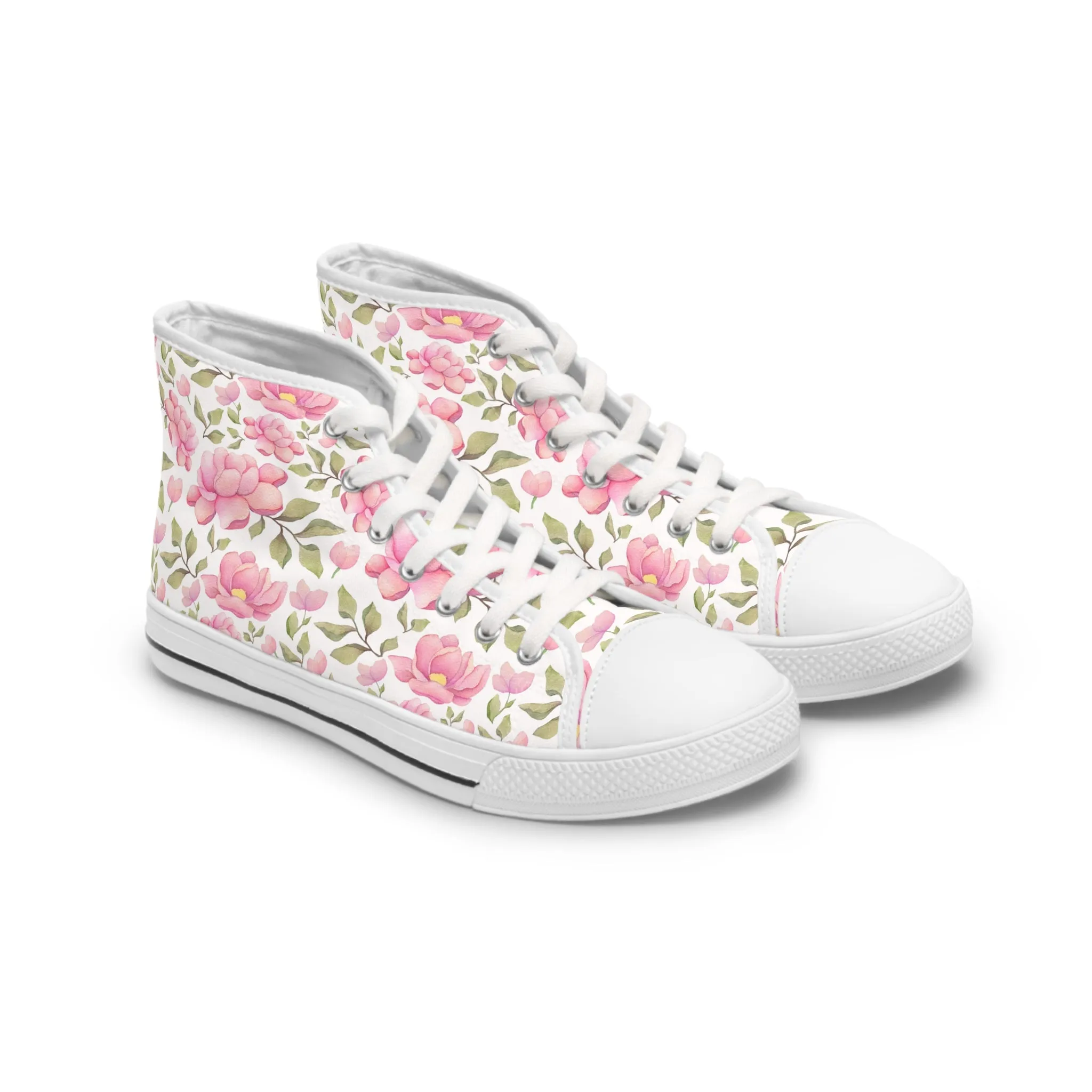 Blush Pink Peony Petals Women's High Top Sneakers