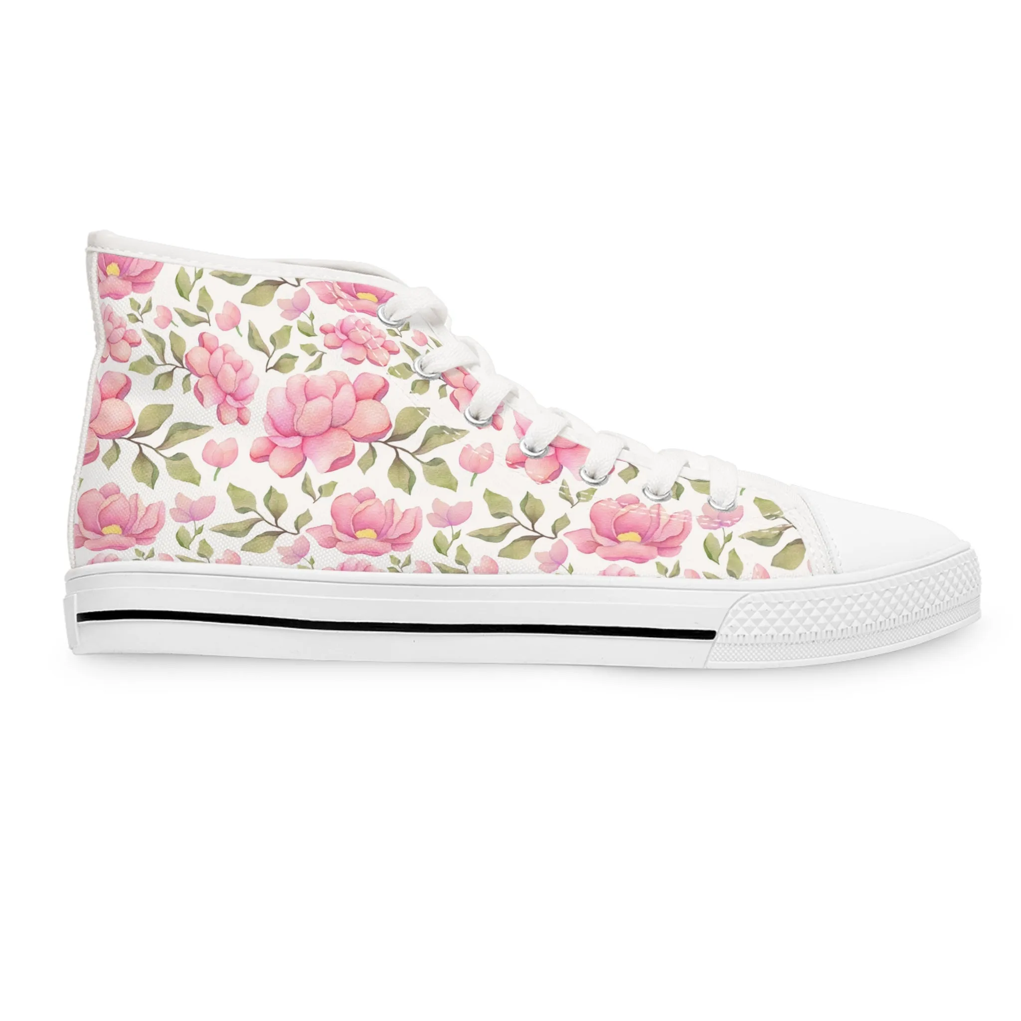Blush Pink Peony Petals Women's High Top Sneakers