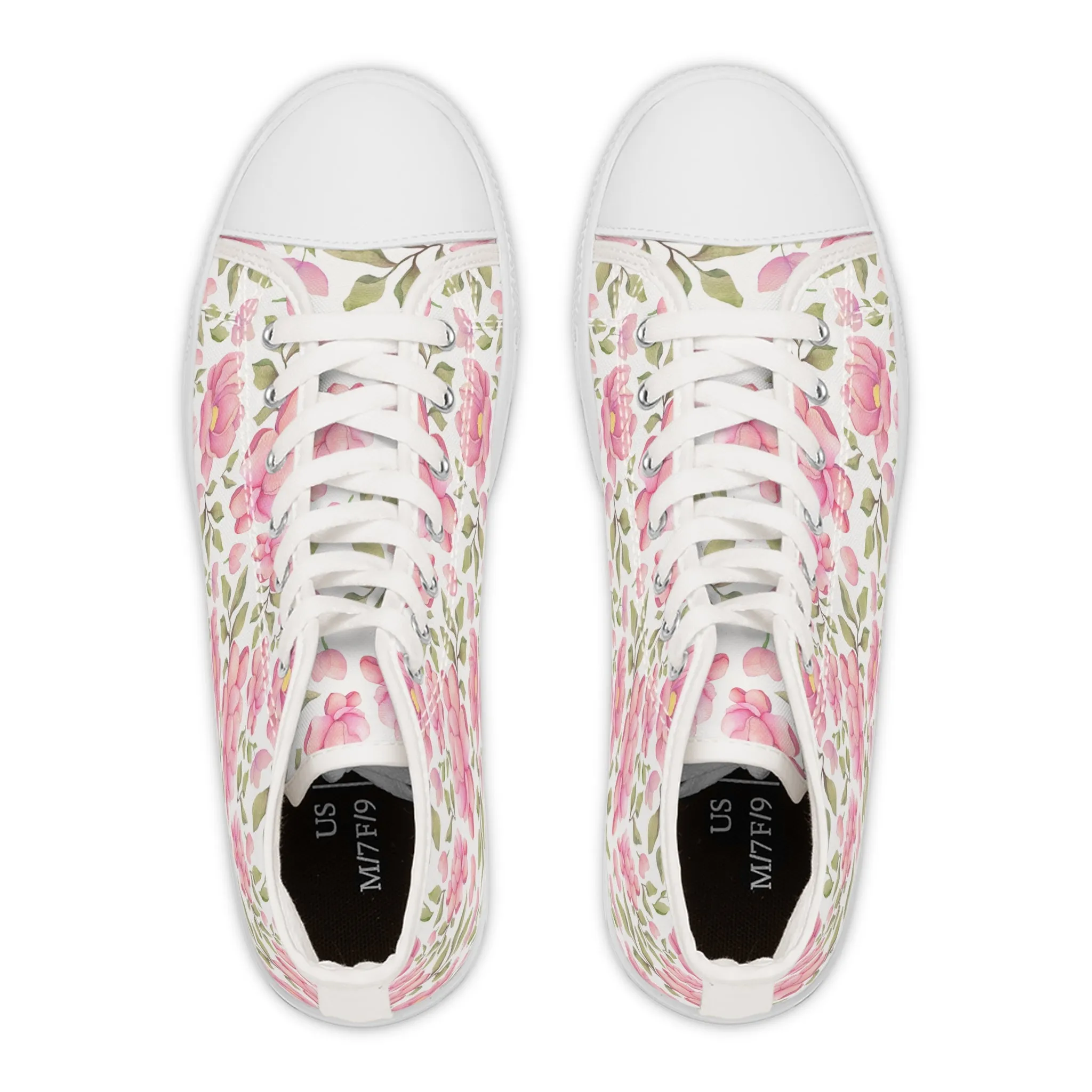 Blush Pink Peony Petals Women's High Top Sneakers
