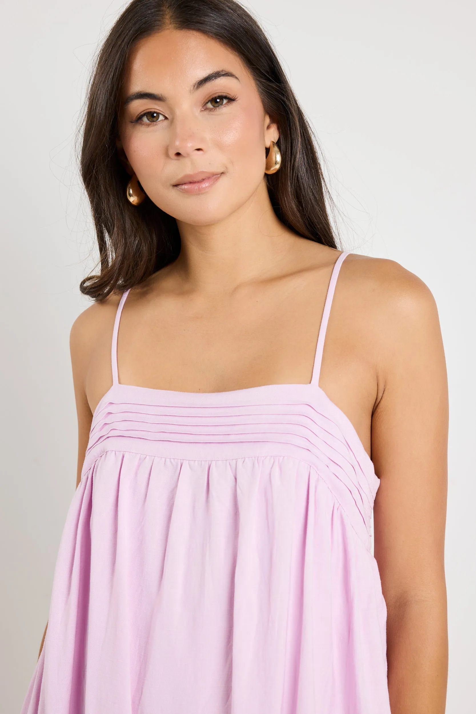 Cabana Pink Lilac Strappy Tie Back Mini Dress