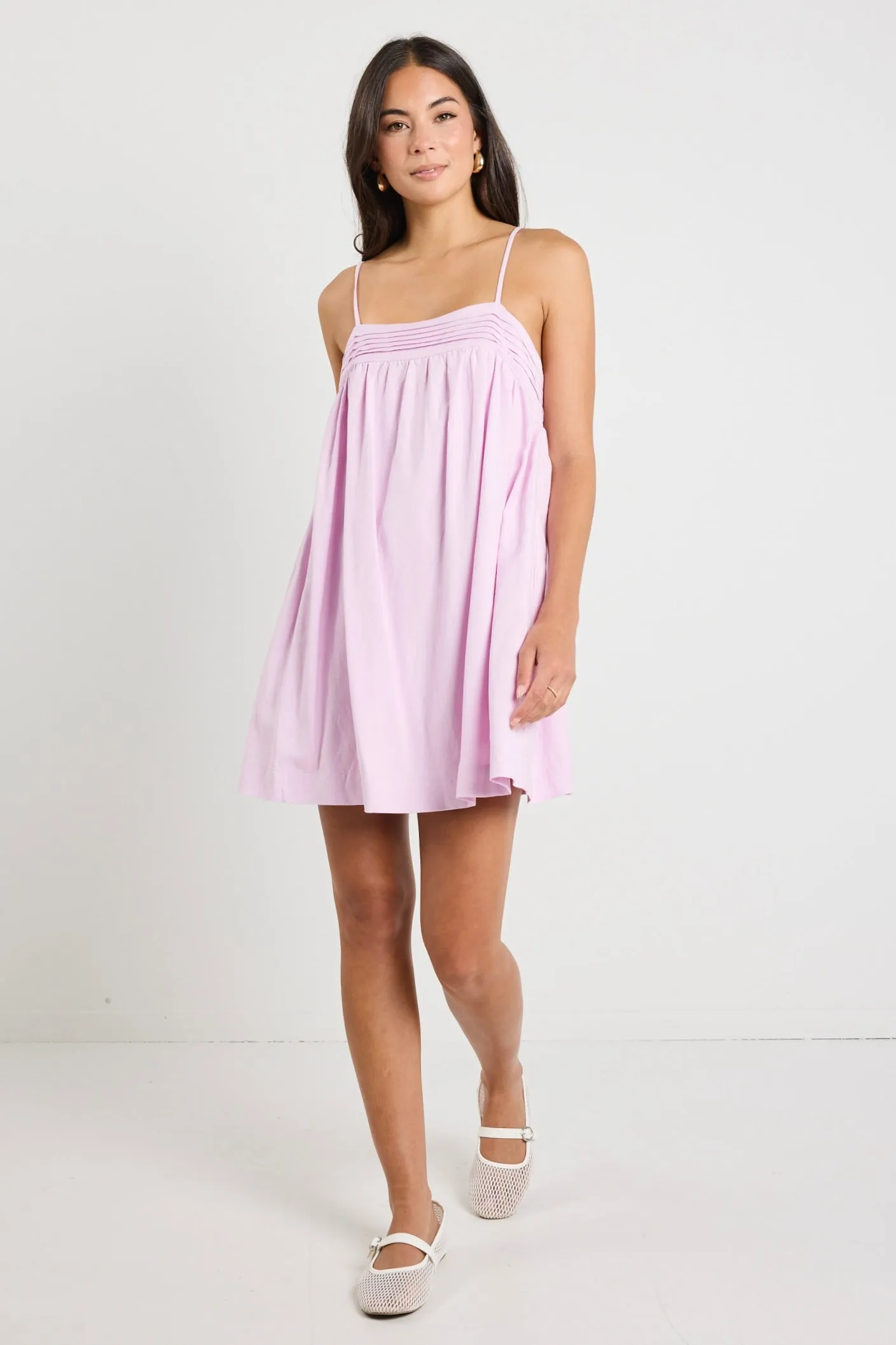 Cabana Pink Lilac Strappy Tie Back Mini Dress