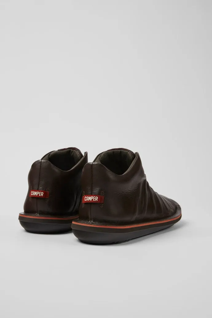 Camper Men's 36678 Leather Ankle Boots Bettle Brown