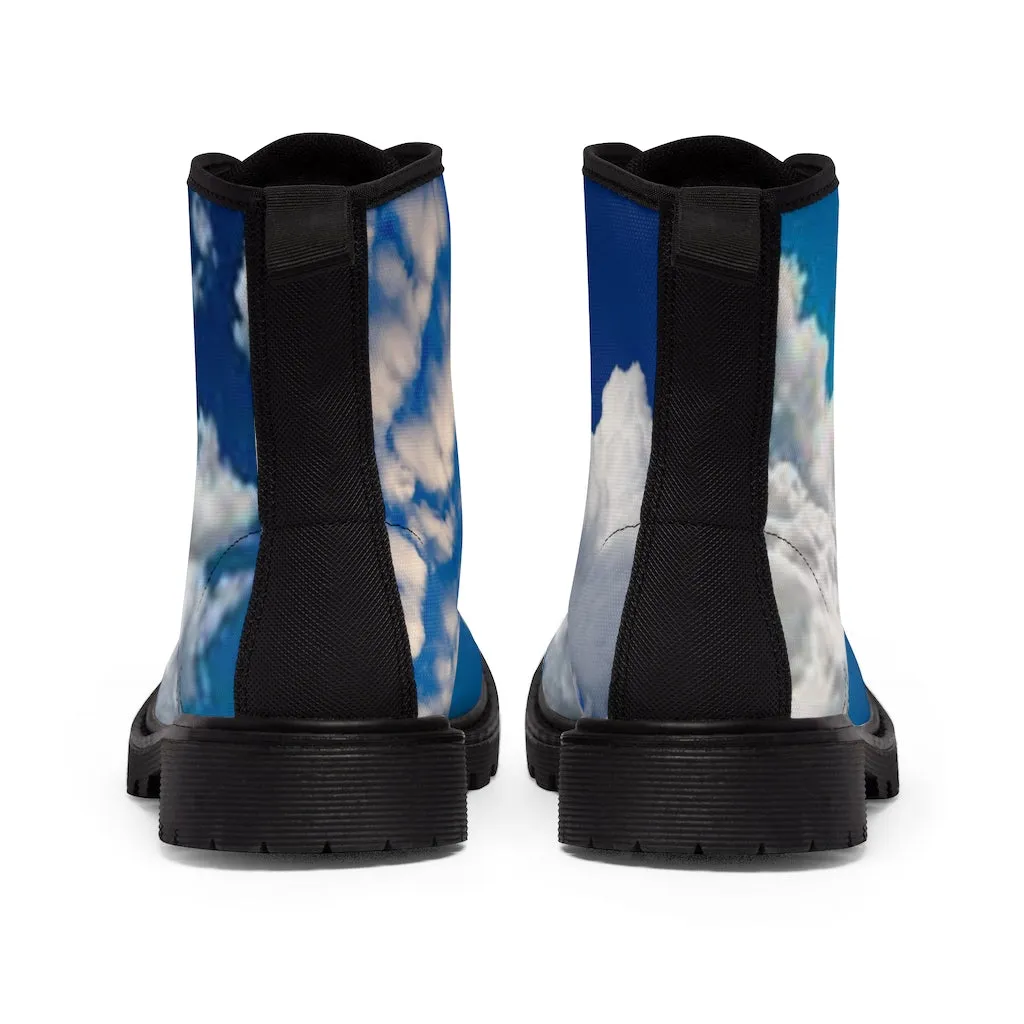 Canvas Boots AL BLUE DESIGNED ART CLOUDS