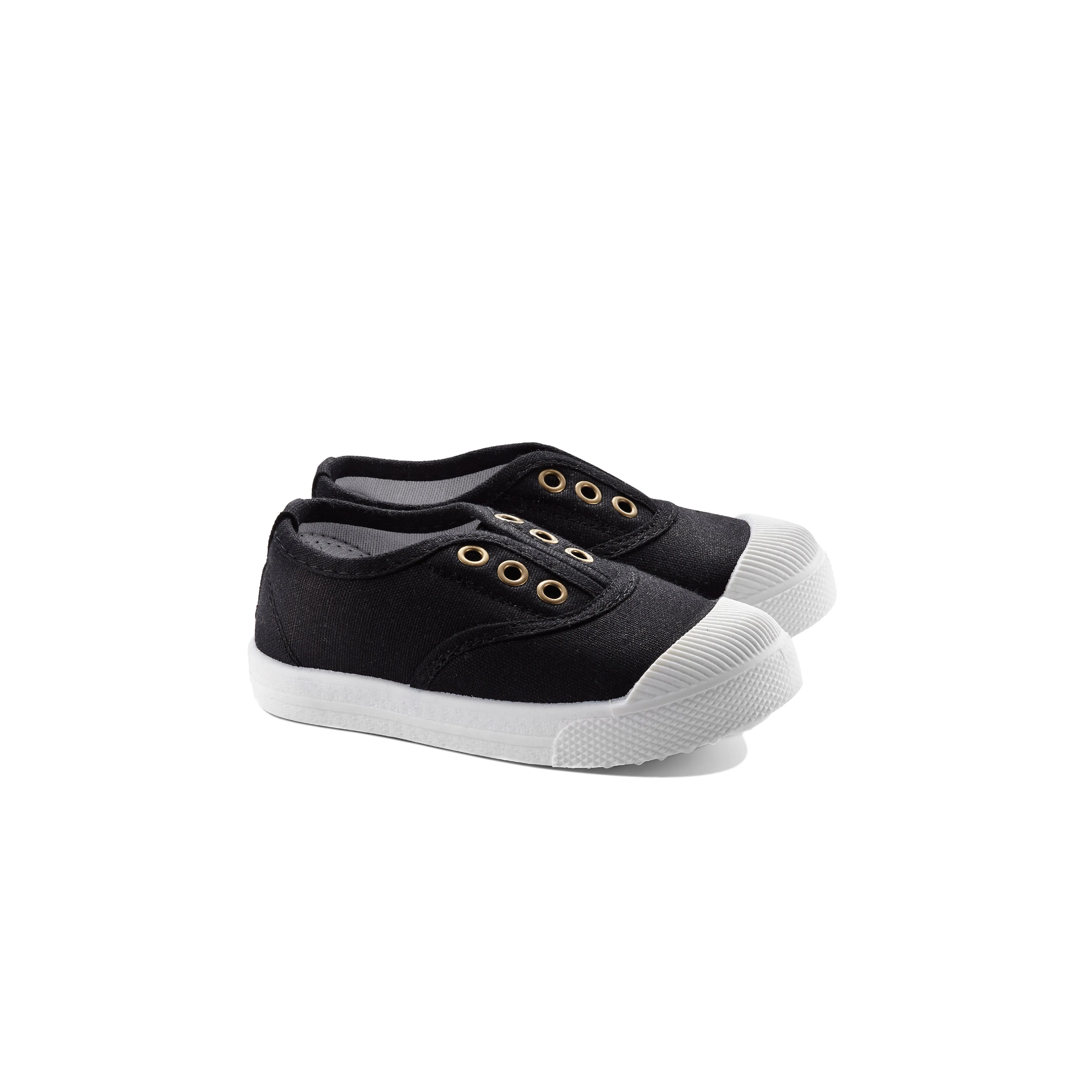 Caro Canvas Pump Shoes with Rubber Sole (Black)