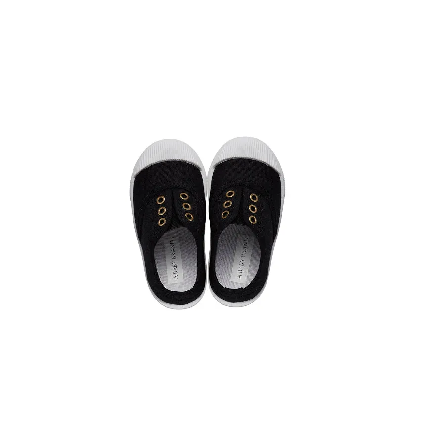 Caro Canvas Pump Shoes with Rubber Sole (Black)