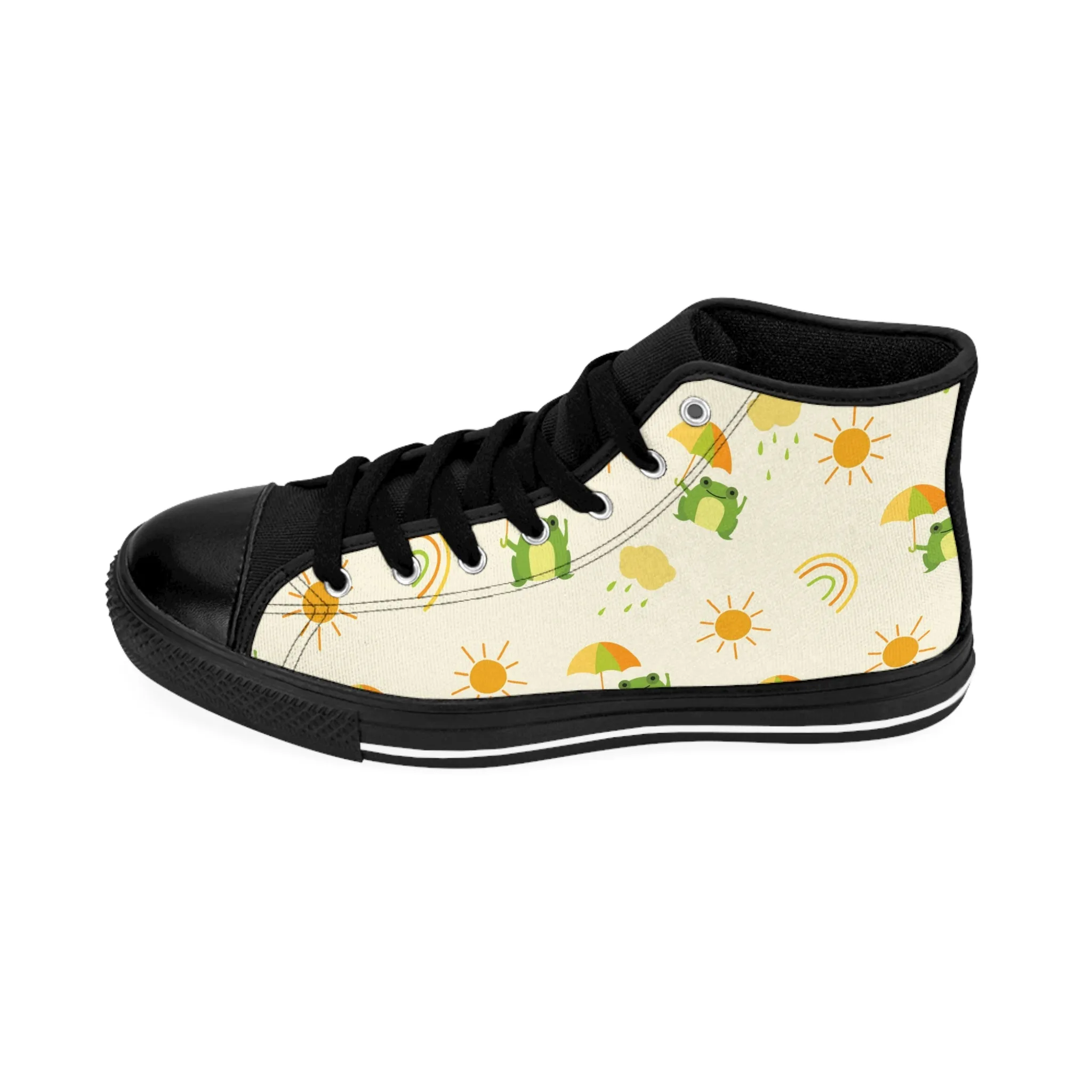 Childish Frogs with Umbrella Women's Classic Sneakers