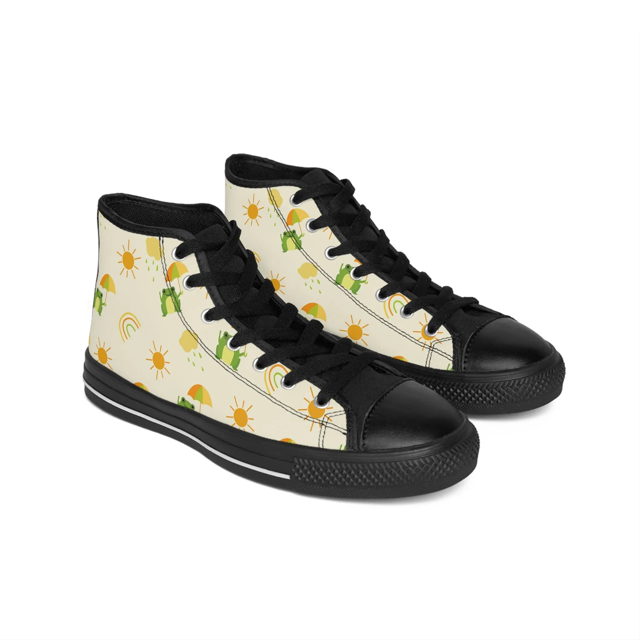 Childish Frogs with Umbrella Women's Classic Sneakers