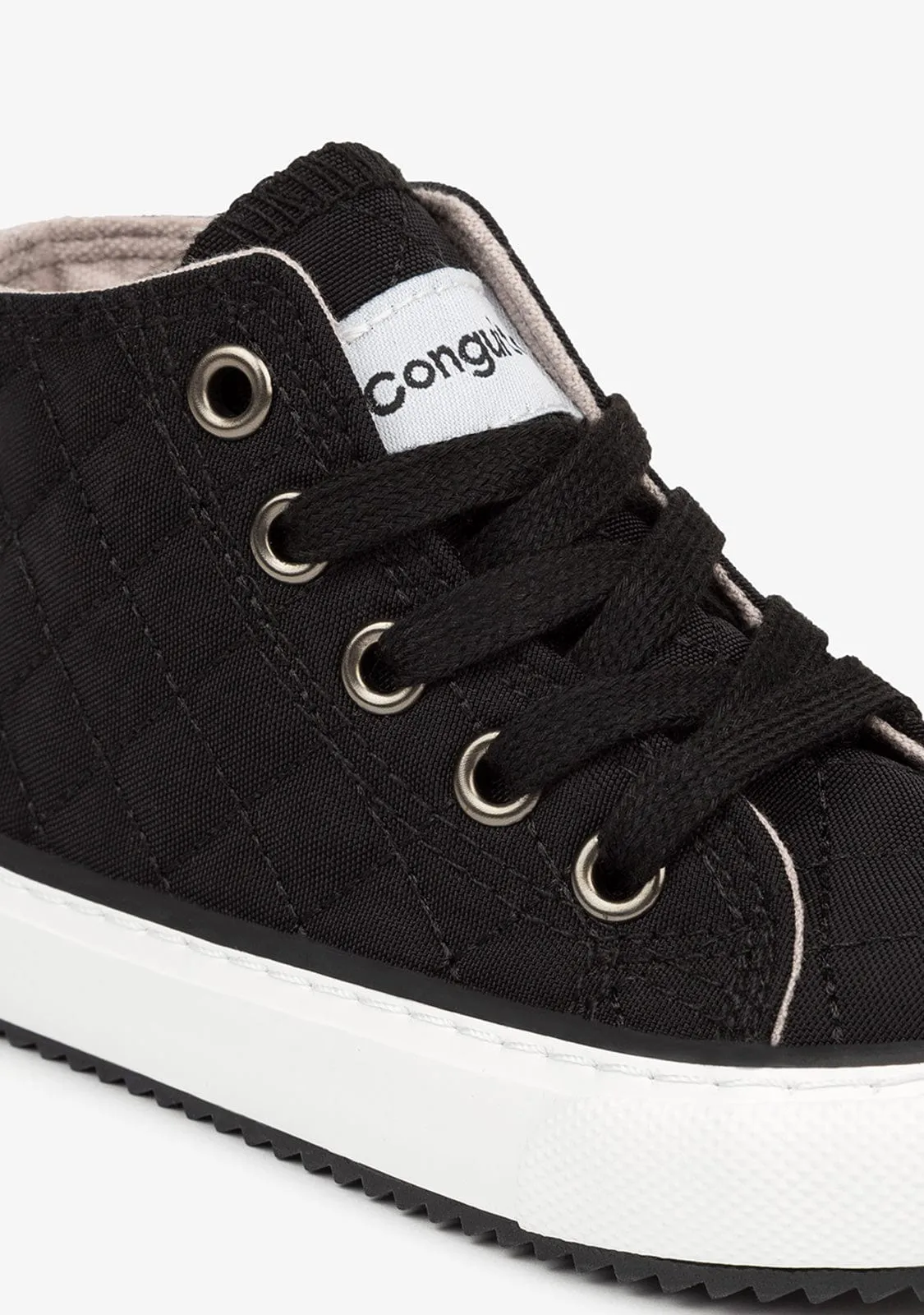 Child's Black Quilted Hi-Top Sneakers