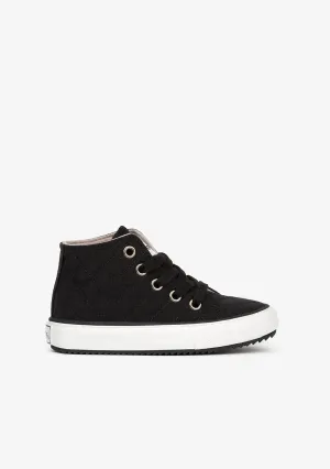 Child's Black Quilted Hi-Top Sneakers
